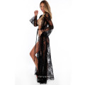 2020 hot style Long sleeve lace maxi dress sun protection beach coverup for women